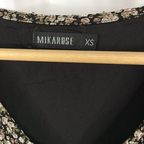 Mikarose Dress XS Calico Floral Cottage Core Ruffle Henley Smocked Modest - Picture 8 of 9